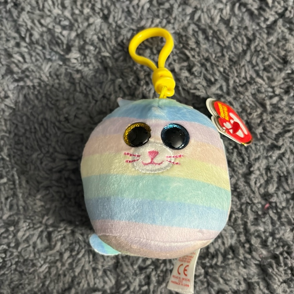 NWT TY squishy beanies keychain cat named Heather